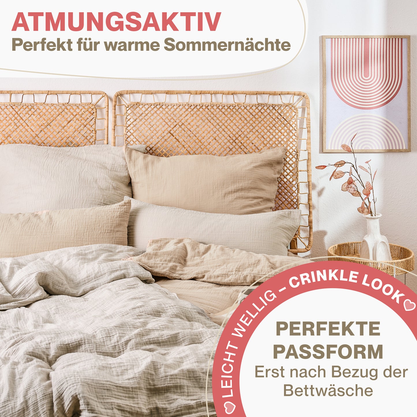 MUSSELIN KISSENBEZUG 2er Set aus 100% Baumwolle - Atmungsaktiv Extra Weich