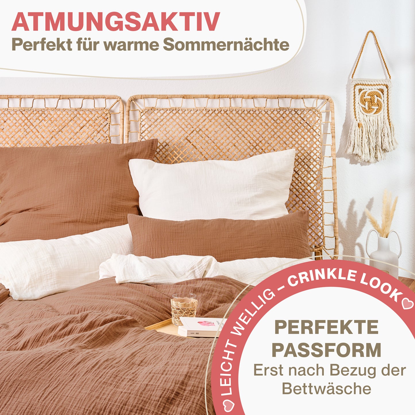 MUSSELIN KISSENBEZUG 2er Set aus 100% Baumwolle - Atmungsaktiv Extra Weich