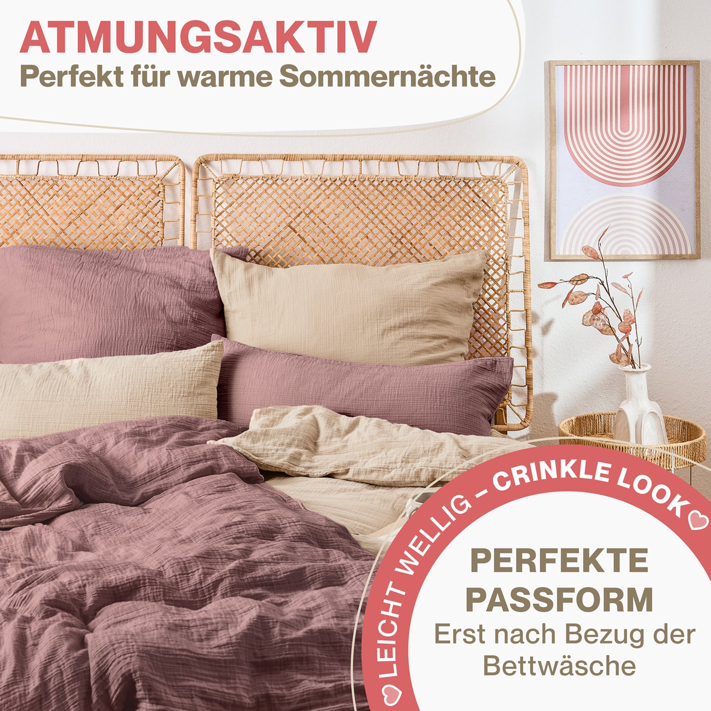 MUSSELIN KISSENBEZUG 2er Set aus 100% Baumwolle - Atmungsaktiv Extra Weich