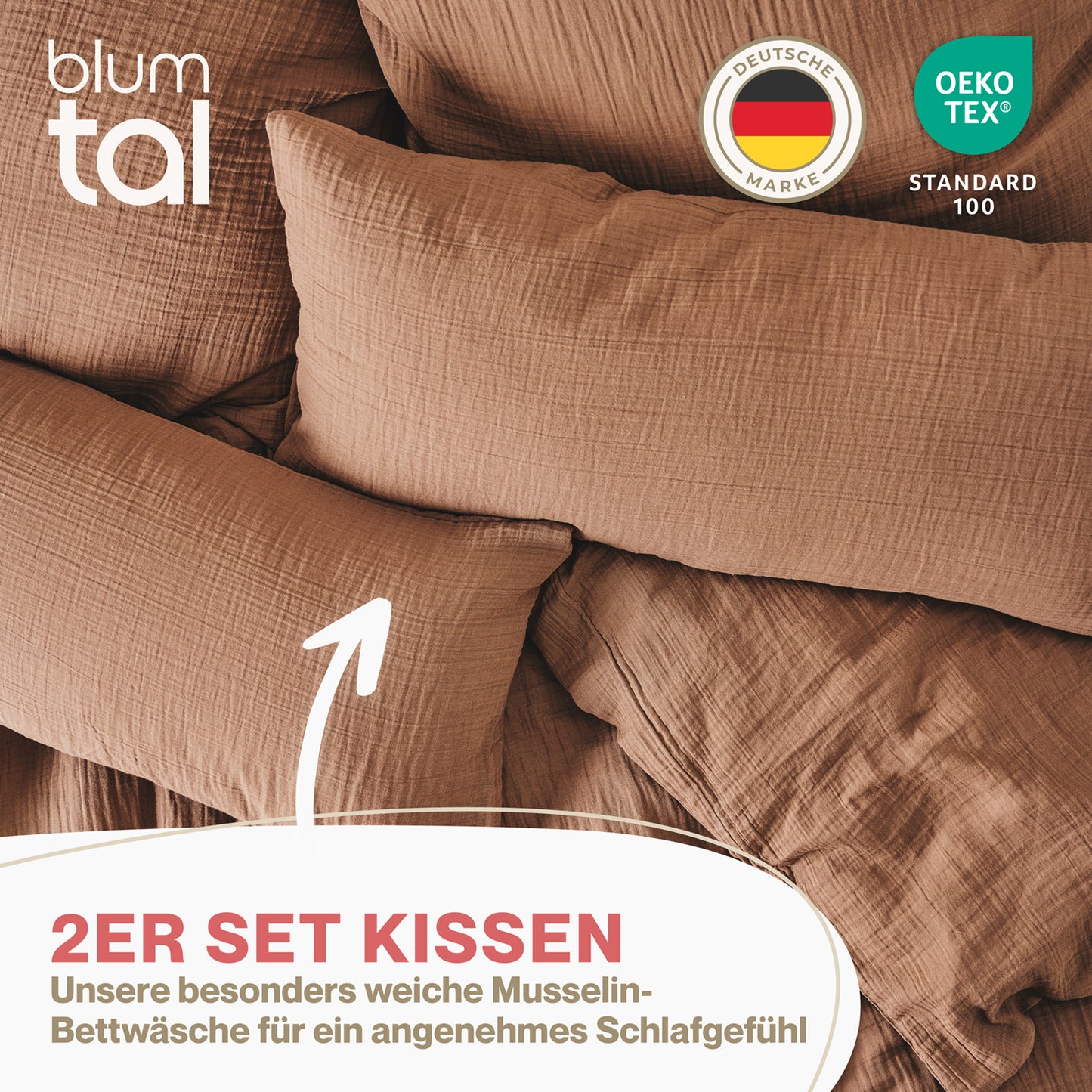 MUSSELIN KISSENBEZUG 2er Set aus 100% Baumwolle - Atmungsaktiv Extra Weich