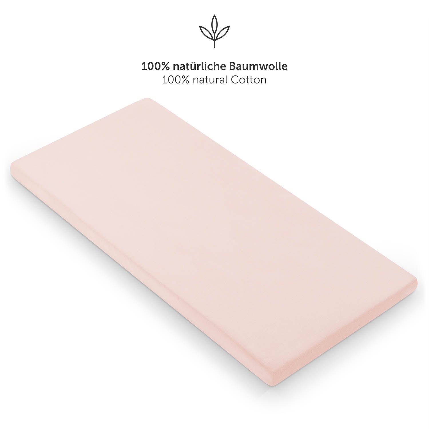 rosefarbenen Spannbettlaken aus 100% natürlicher Baumwolle für ein Kinderbett.