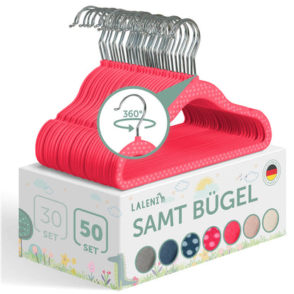 KINDERKLEIDERBÜGEL mit Samtbezug für Kinderkleidung & Babykleidung