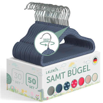 KINDERKLEIDERBÜGEL mit Samtbezug für Kinderkleidung & Babykleidung