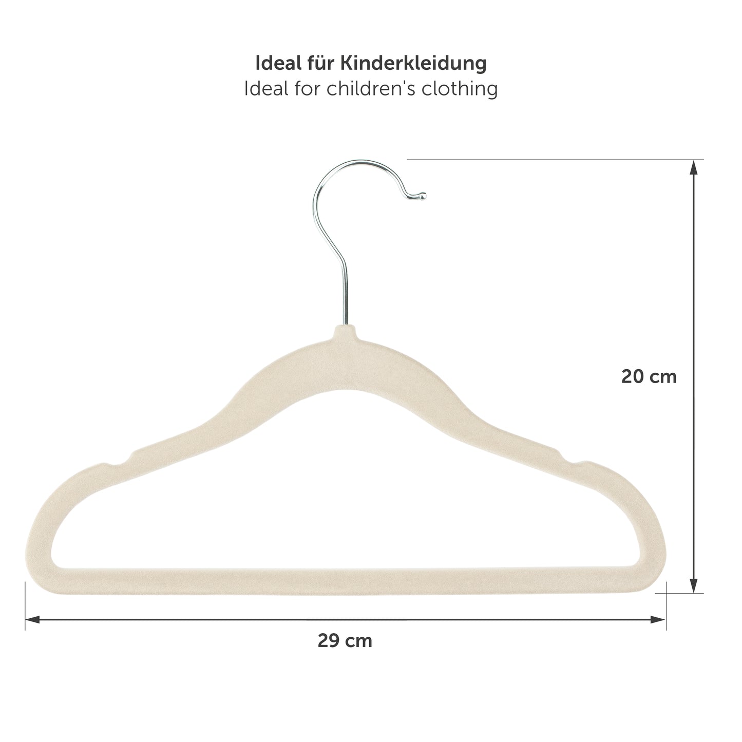 KINDERKLEIDERBÜGEL mit Samtbezug für Kinderkleidung & Babykleidung