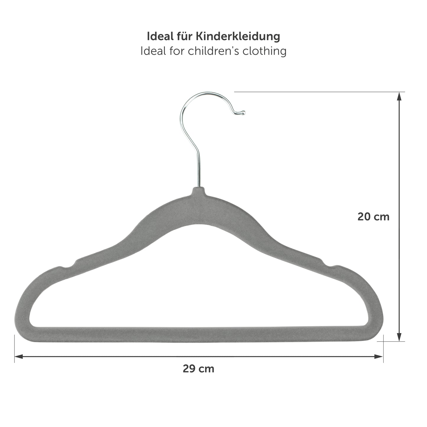 KINDERKLEIDERBÜGEL mit Samtbezug für Kinderkleidung & Babykleidung