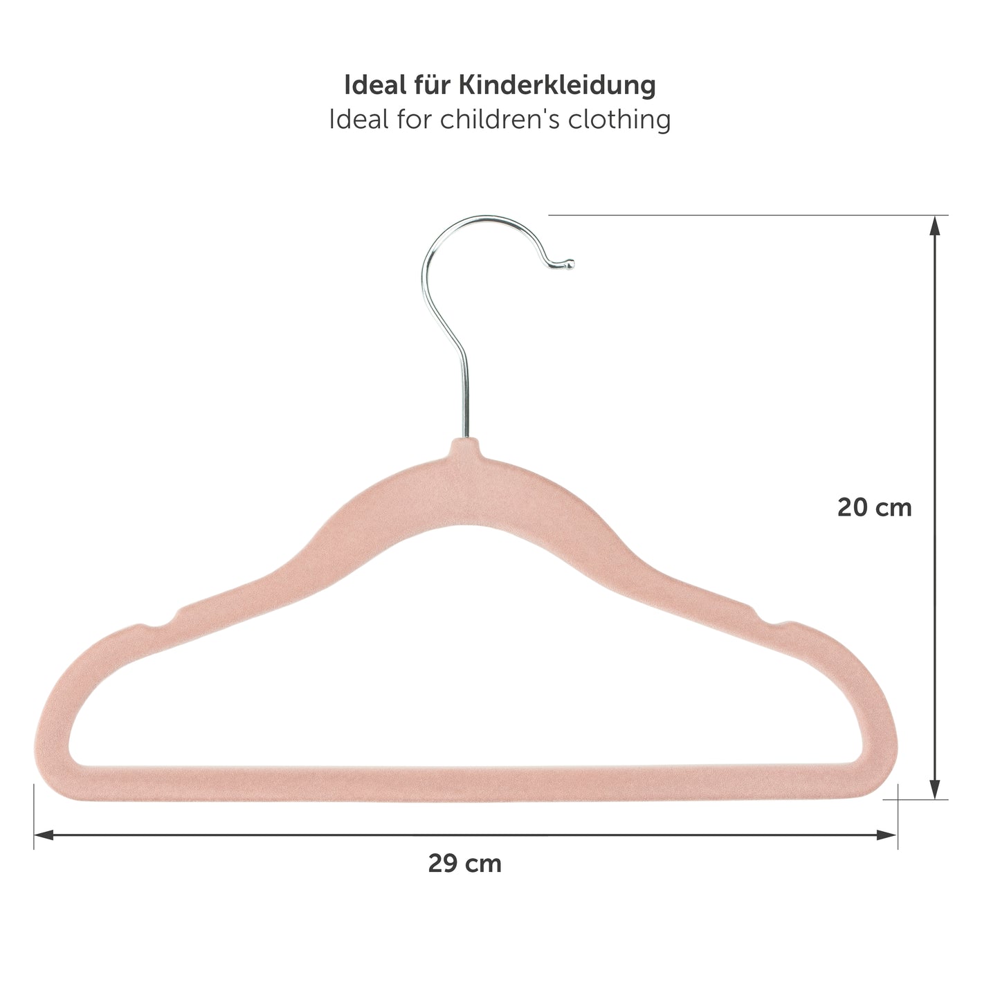 KINDERKLEIDERBÜGEL mit Samtbezug für Kinderkleidung & Babykleidung