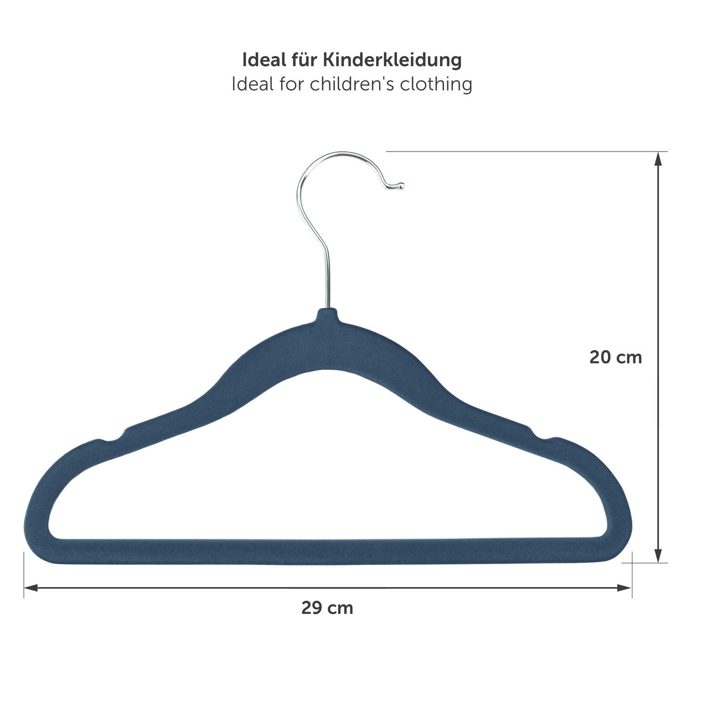 KINDERKLEIDERBÜGEL mit Samtbezug für Kinderkleidung & Babykleidung