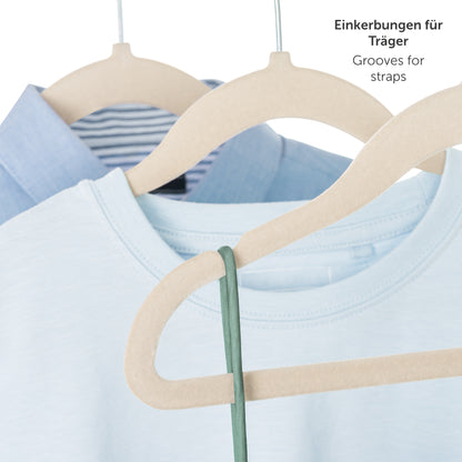 KINDERKLEIDERBÜGEL mit Samtbezug für Kinderkleidung & Babykleidung