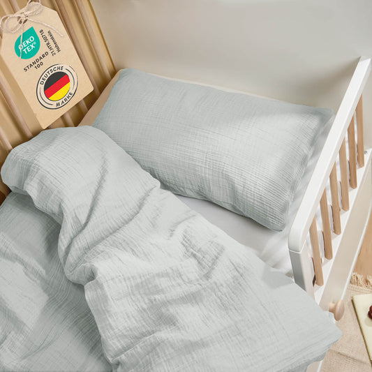 Baby Bettwäsche mit Kopfbezug aus Baumwolle