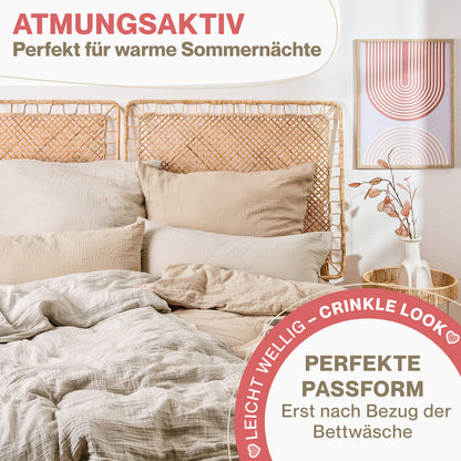 MUSSELIN KISSENBEZUG 2er Set aus 100% Baumwolle - Atmungsaktiv Extra Weich