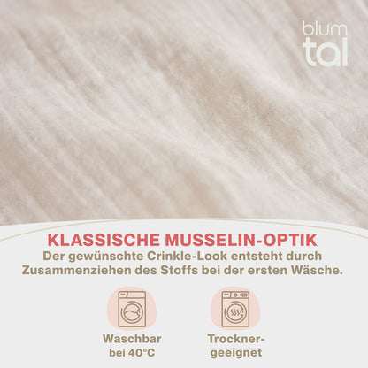 MUSSELIN KISSENBEZUG 2er Set aus 100% Baumwolle - Atmungsaktiv Extra Weich