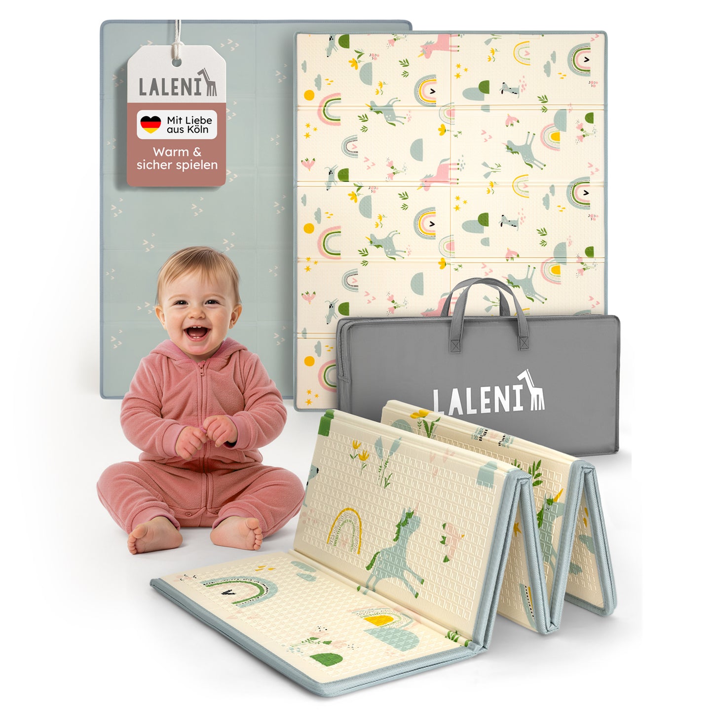 PLAYMAT SINDAL - Krabbelmatte Wasserdichte Spielmatte Faltbar & Isolierend