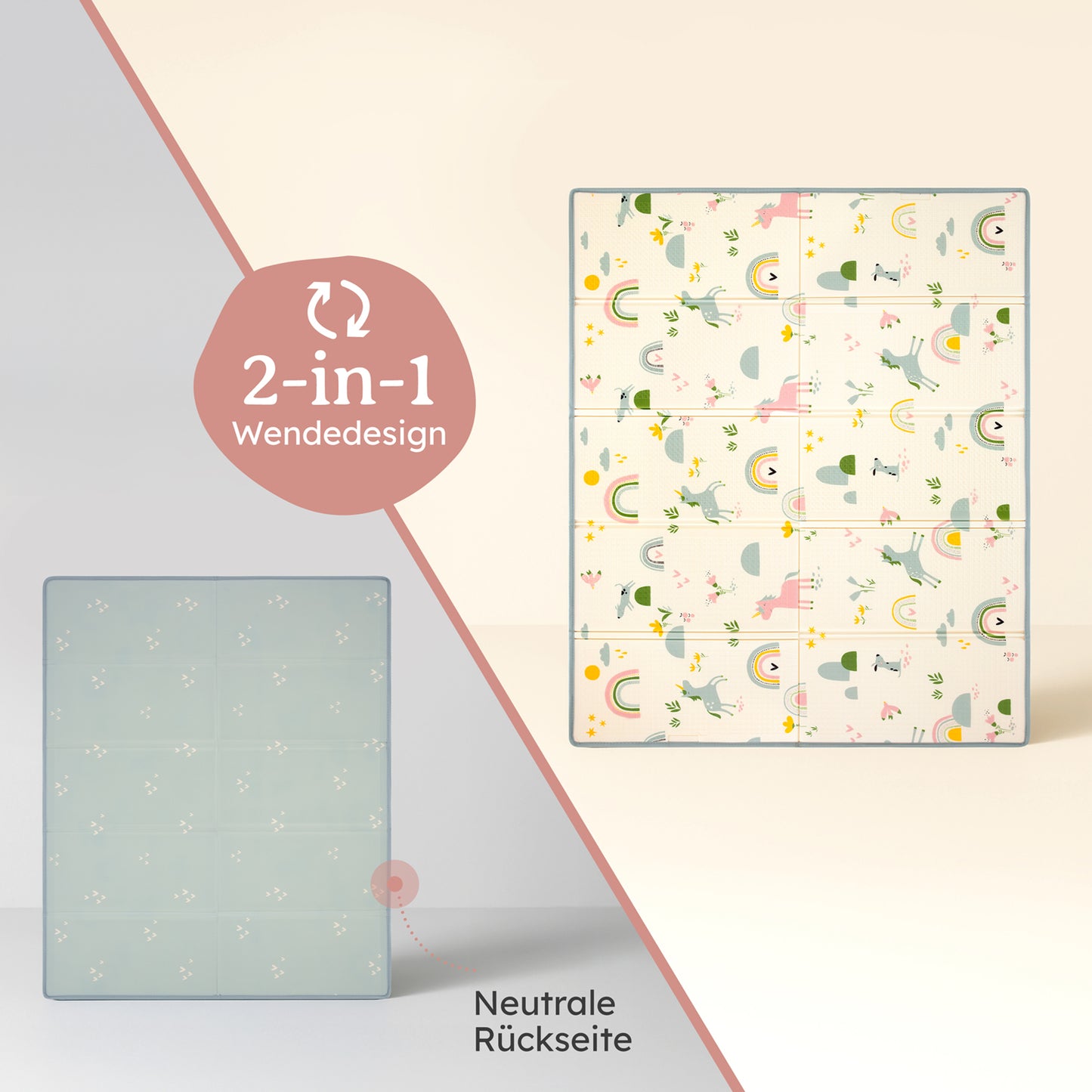 PLAYMAT SINDAL - Krabbelmatte Wasserdichte Spielmatte Faltbar & Isolierend