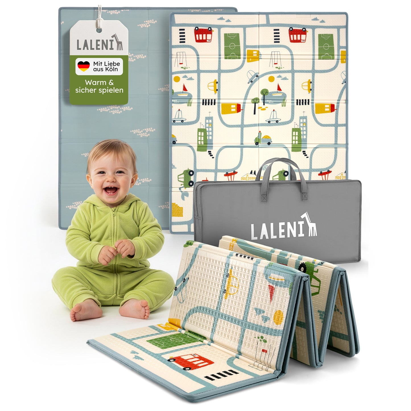 PLAYMAT SINDAL - Krabbelmatte Wasserdichte Spielmatte Faltbar & Isolierend