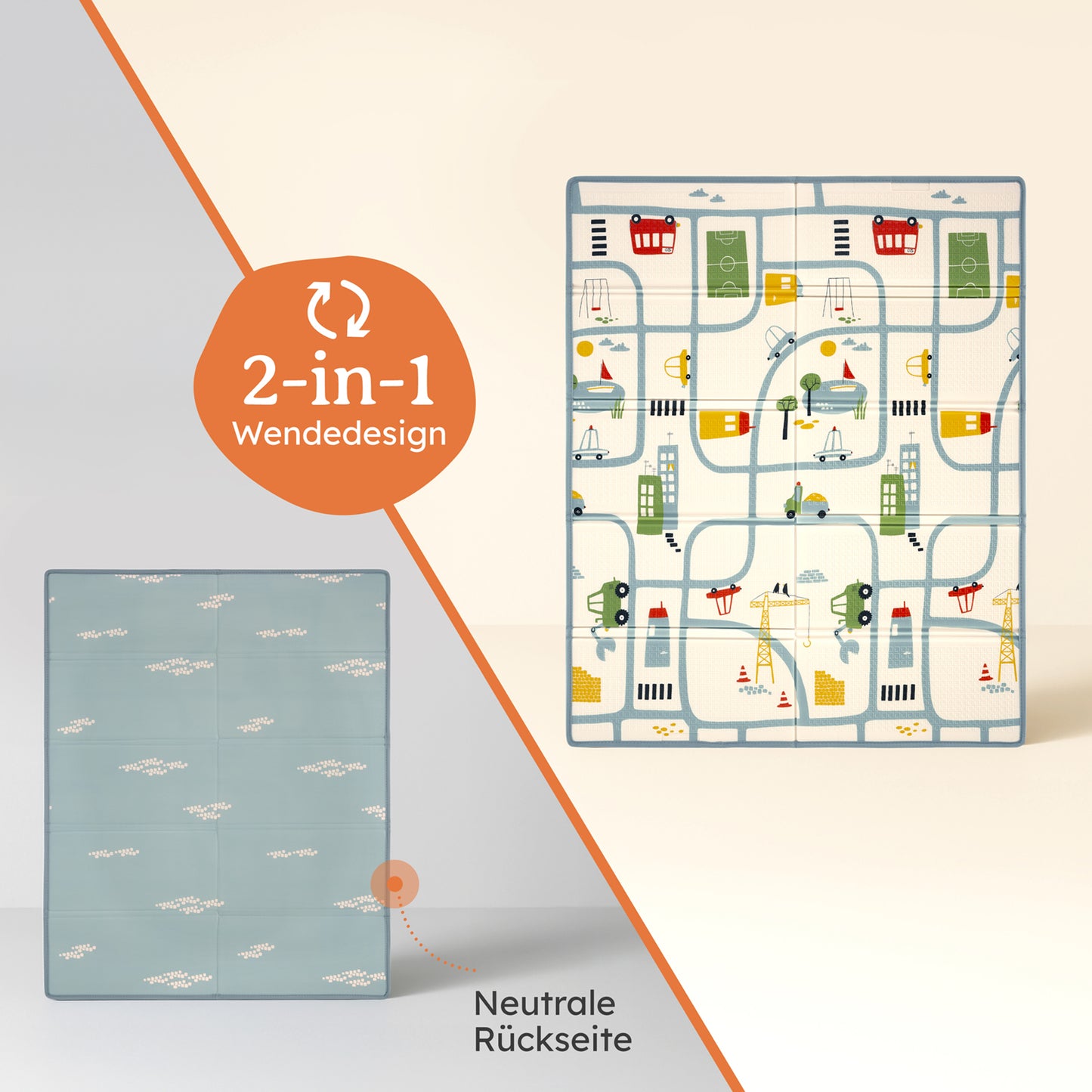 PLAYMAT SINDAL - Krabbelmatte Wasserdichte Spielmatte Faltbar & Isolierend