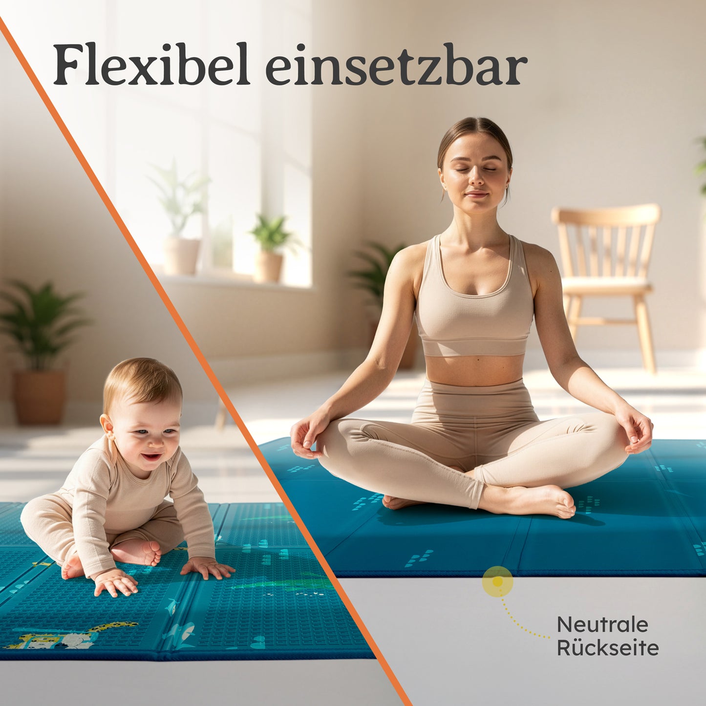 PLAYMAT SINDAL - Krabbelmatte Wasserdichte Spielmatte Faltbar & Isolierend