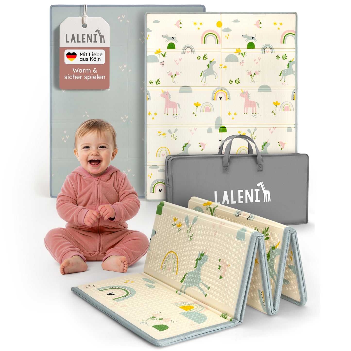 PLAYMAT SINDAL - Krabbelmatte Wasserdichte Spielmatte Faltbar & Isolierend