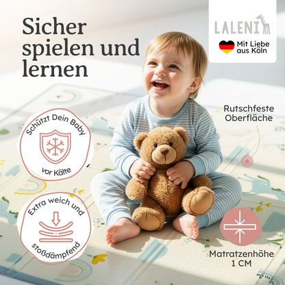 PLAYMAT SINDAL - Krabbelmatte Wasserdichte Spielmatte Faltbar & Isolierend