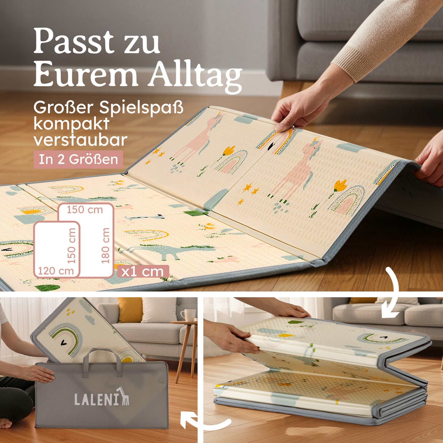 PLAYMAT SINDAL - Krabbelmatte Wasserdichte Spielmatte Faltbar & Isolierend