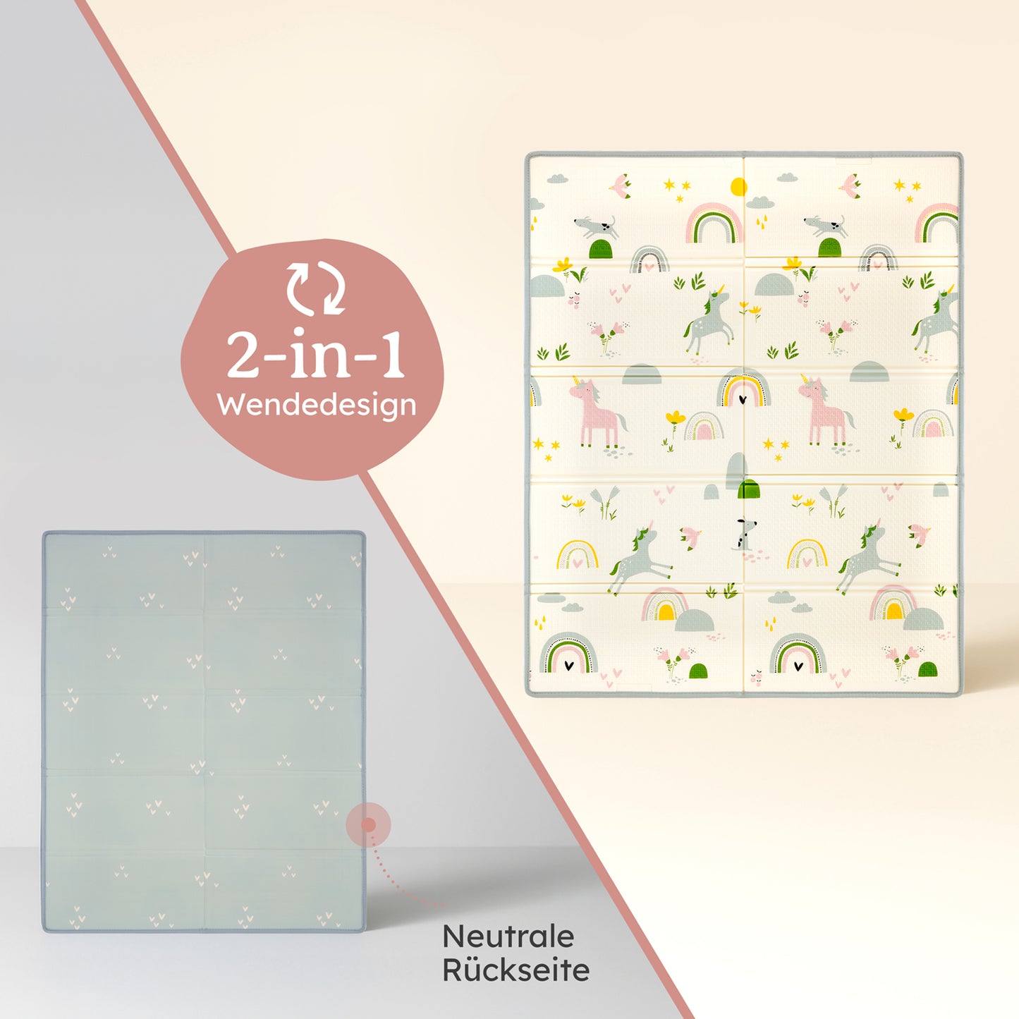 PLAYMAT SINDAL - Krabbelmatte Wasserdichte Spielmatte Faltbar & Isolierend
