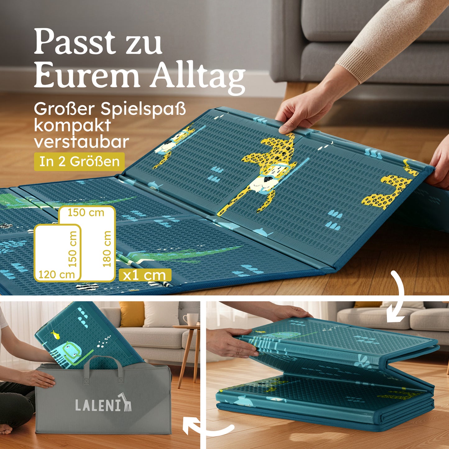 PLAYMAT SINDAL - Krabbelmatte Wasserdichte Spielmatte Faltbar & Isolierend