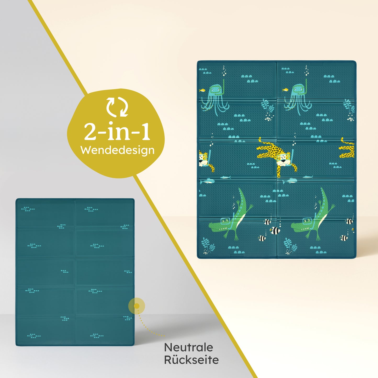 PLAYMAT SINDAL - Krabbelmatte Wasserdichte Spielmatte Faltbar & Isolierend