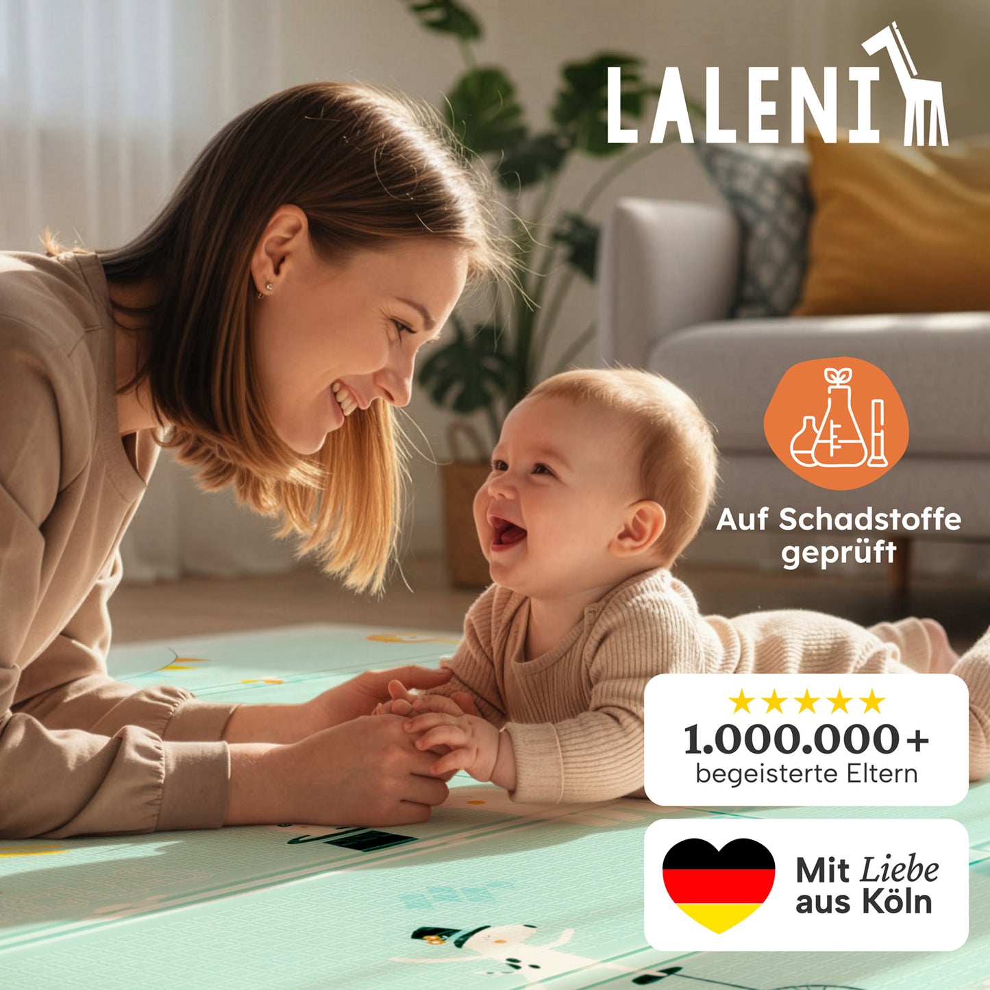 PLAYMAT SINDAL - Krabbelmatte Wasserdichte Spielmatte Faltbar & Isolierend