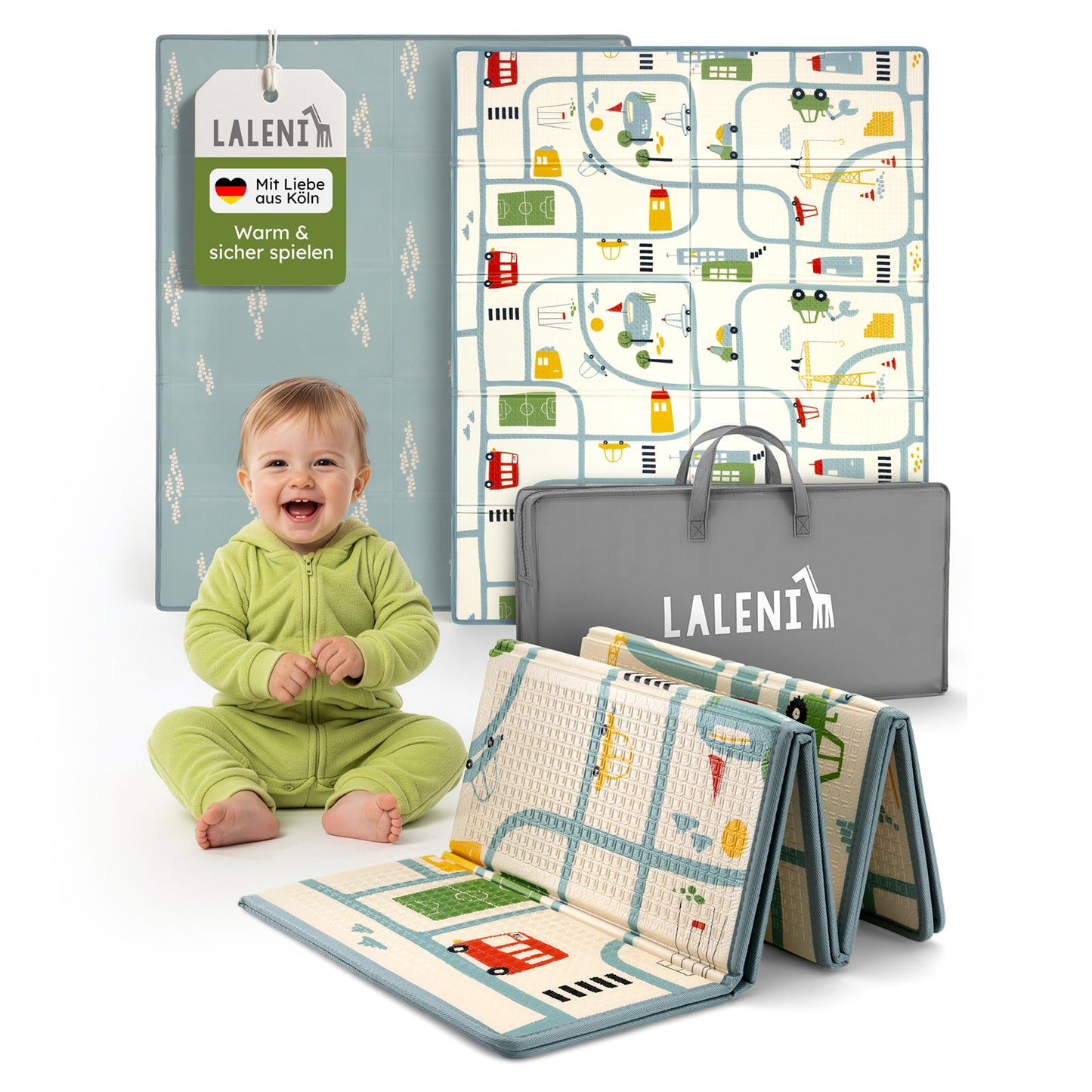 PLAYMAT SINDAL - Krabbelmatte Wasserdichte Spielmatte Faltbar & Isolierend