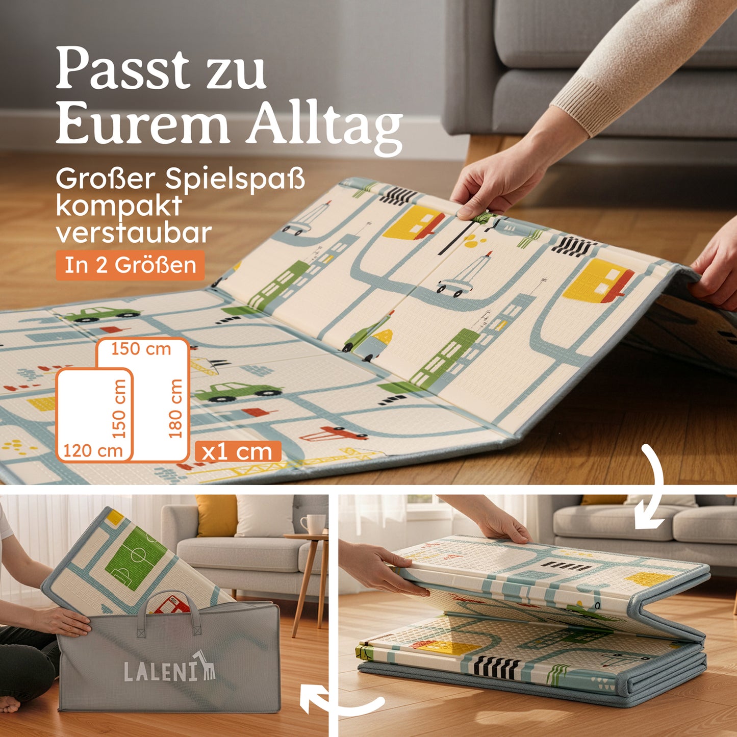 PLAYMAT SINDAL - Krabbelmatte Wasserdichte Spielmatte Faltbar & Isolierend