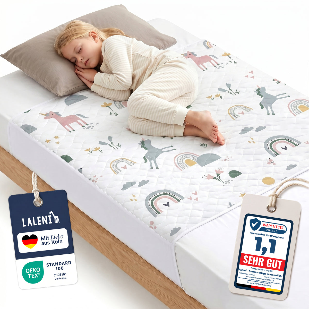 BETTUNTERLAGE für Kinder - wasserdicht, knisterfrei & waschbar bei 95 C°