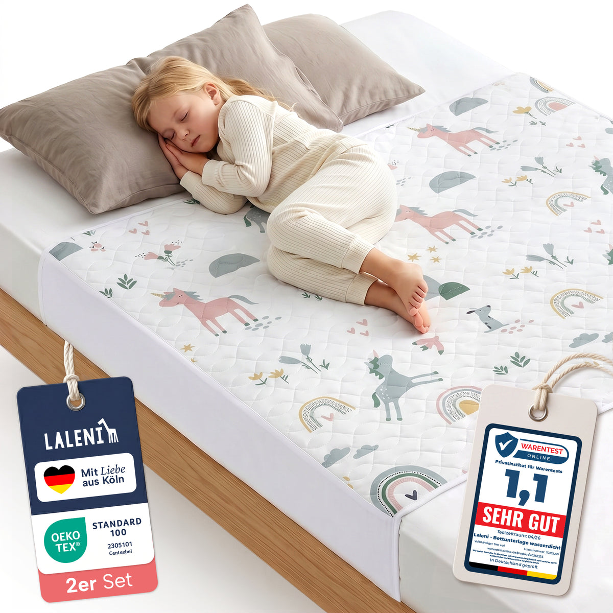 BETTUNTERLAGE für Kinder - wasserdicht, knisterfrei & waschbar bei 95 C°