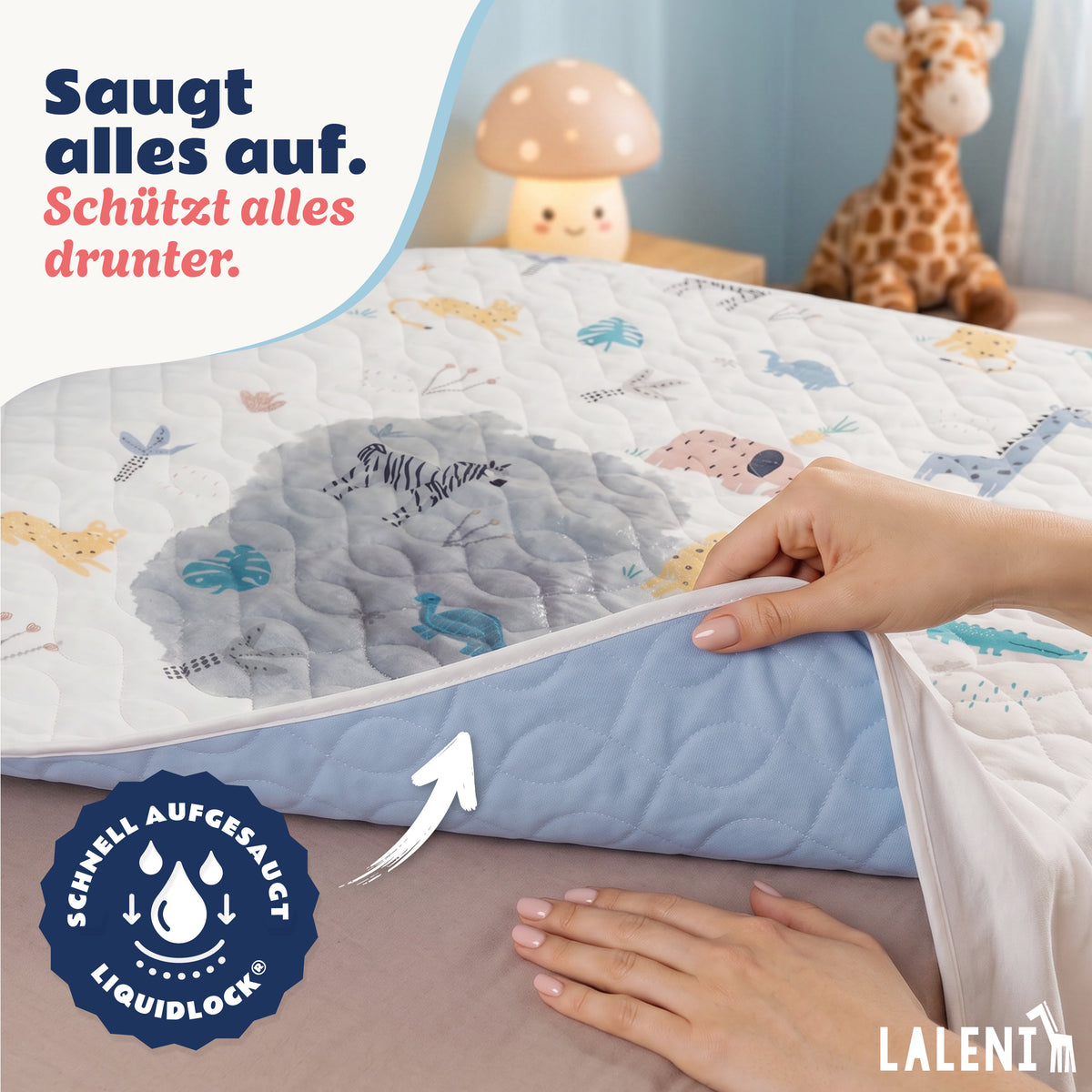 BETTUNTERLAGE für Kinder - wasserdicht, knisterfrei & waschbar bei 95 C°