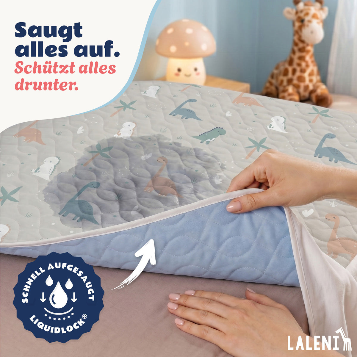 BETTUNTERLAGE für Kinder - wasserdicht, knisterfrei & waschbar bei 95 C°