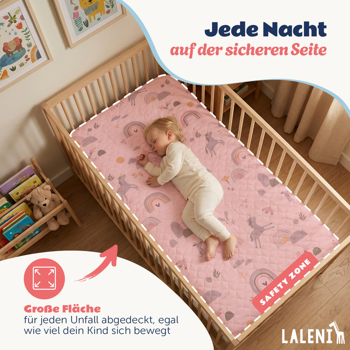 BETTUNTERLAGE für Kinder - wasserdicht, knisterfrei & waschbar bei 95 C°