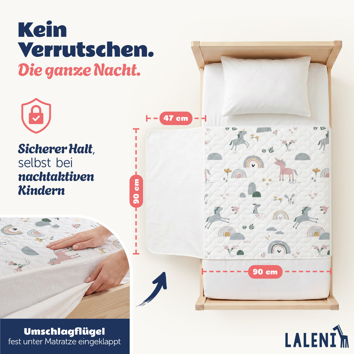BETTUNTERLAGE für Kinder - wasserdicht, knisterfrei & waschbar bei 95 C°