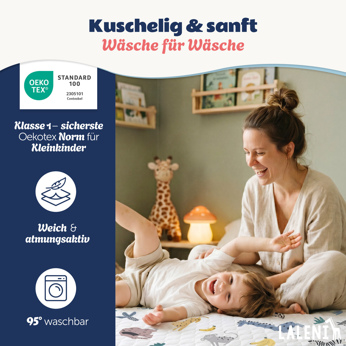 BETTUNTERLAGE für Kinder - wasserdicht, knisterfrei & waschbar bei 95 C°