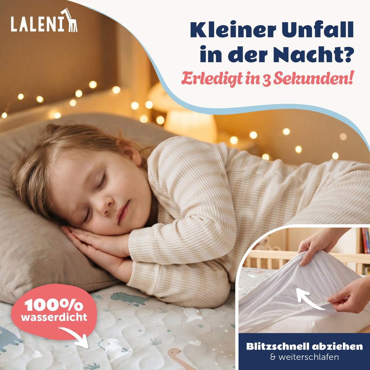 BETTUNTERLAGE für Kinder - wasserdicht, knisterfrei & waschbar bei 95 C°