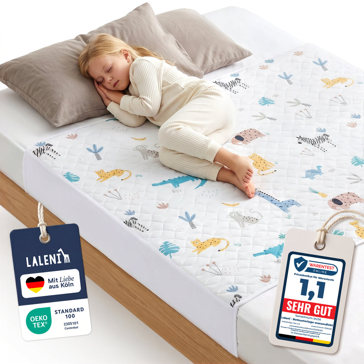 BETTUNTERLAGE für Kinder - wasserdicht, knisterfrei & waschbar bei 95 C°