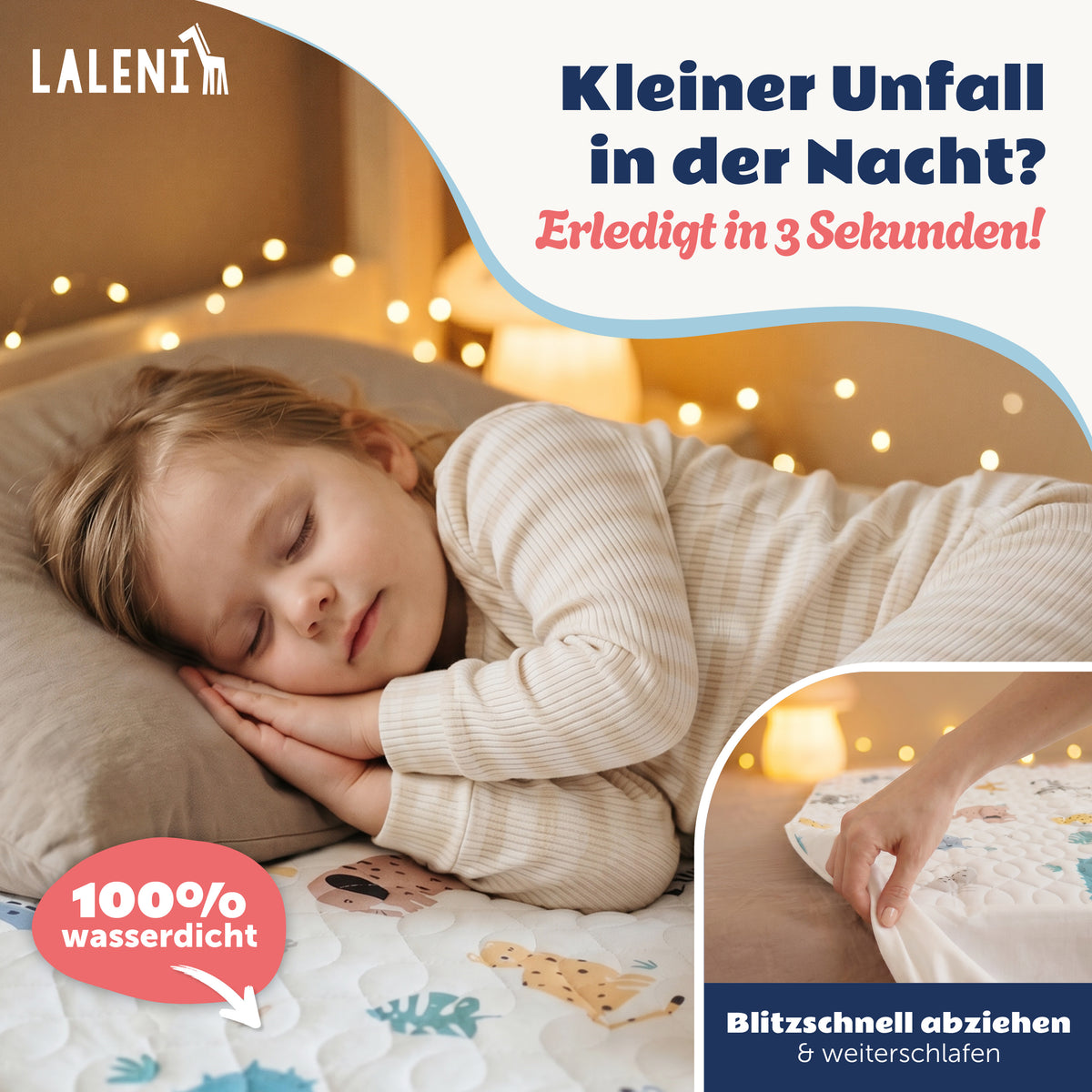 BETTUNTERLAGE für Kinder - wasserdicht, knisterfrei & waschbar bei 95 C°