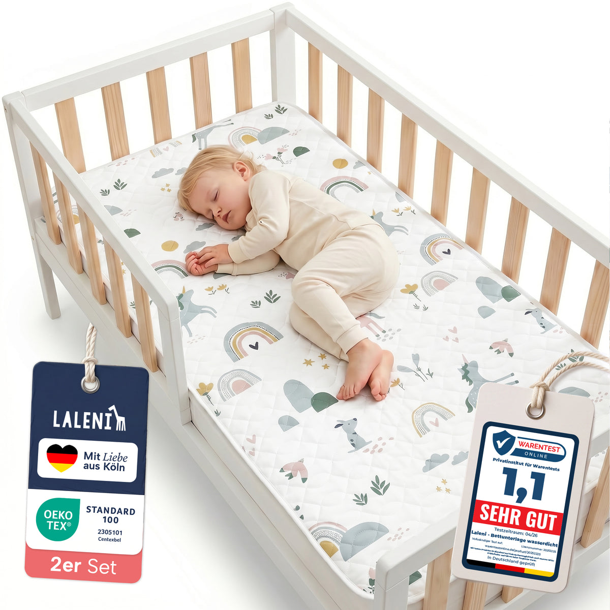 BETTUNTERLAGE für Kinder - wasserdicht, knisterfrei & waschbar bei 95 C°