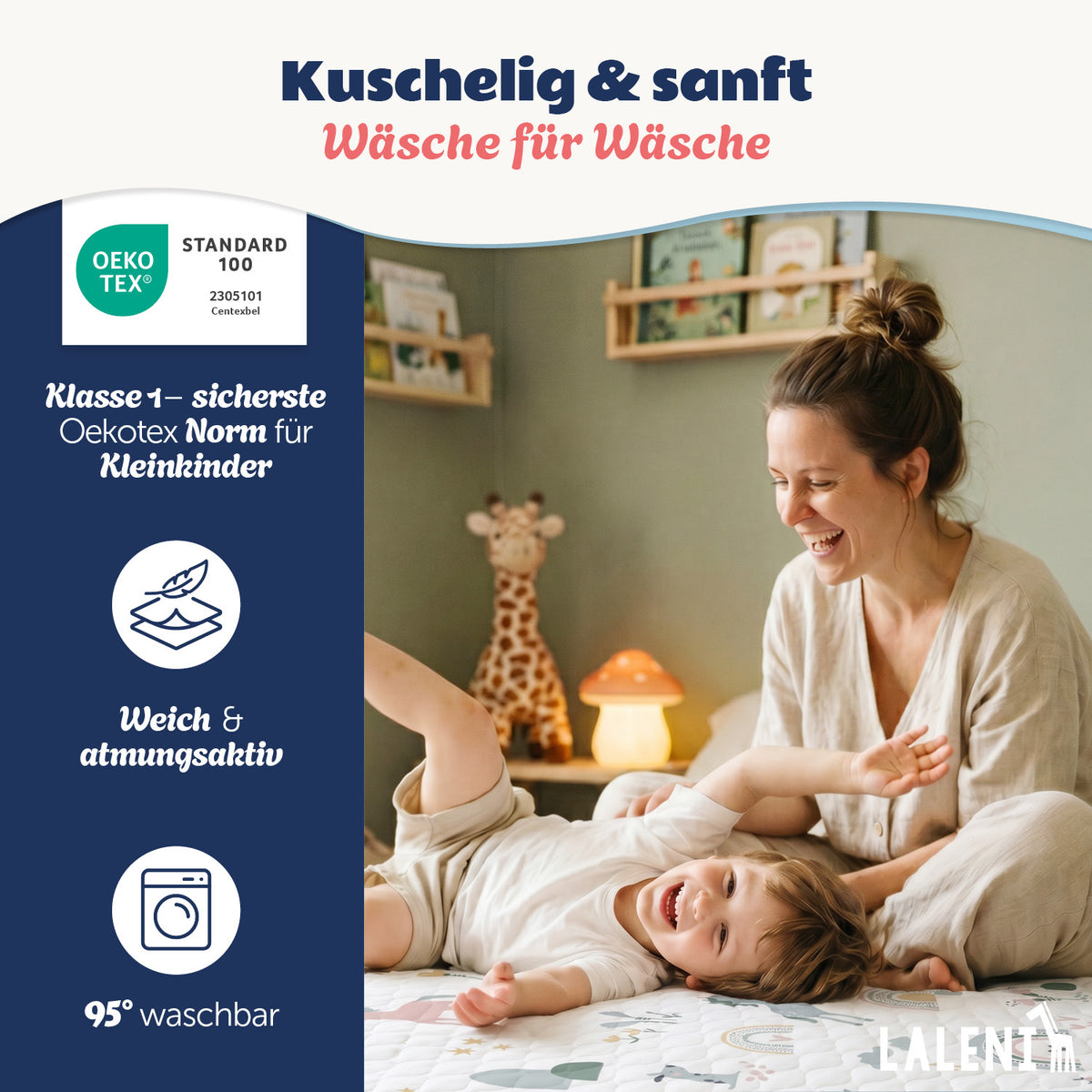 BETTUNTERLAGE für Kinder - wasserdicht, knisterfrei & waschbar bei 95 C°