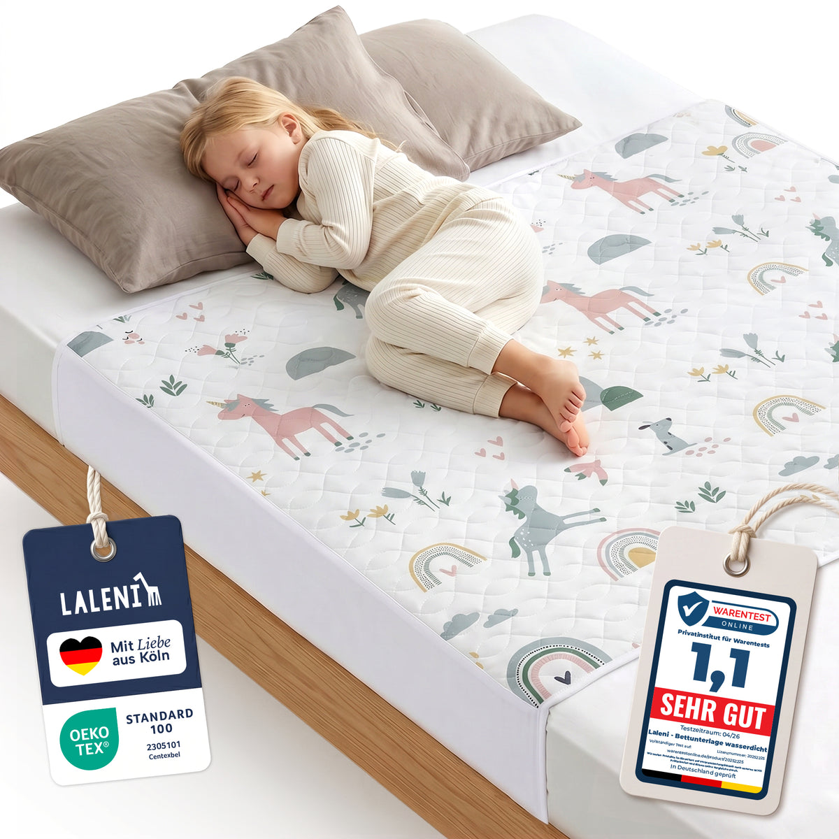 BETTUNTERLAGE für Kinder - wasserdicht, knisterfrei & waschbar bei 95 C°