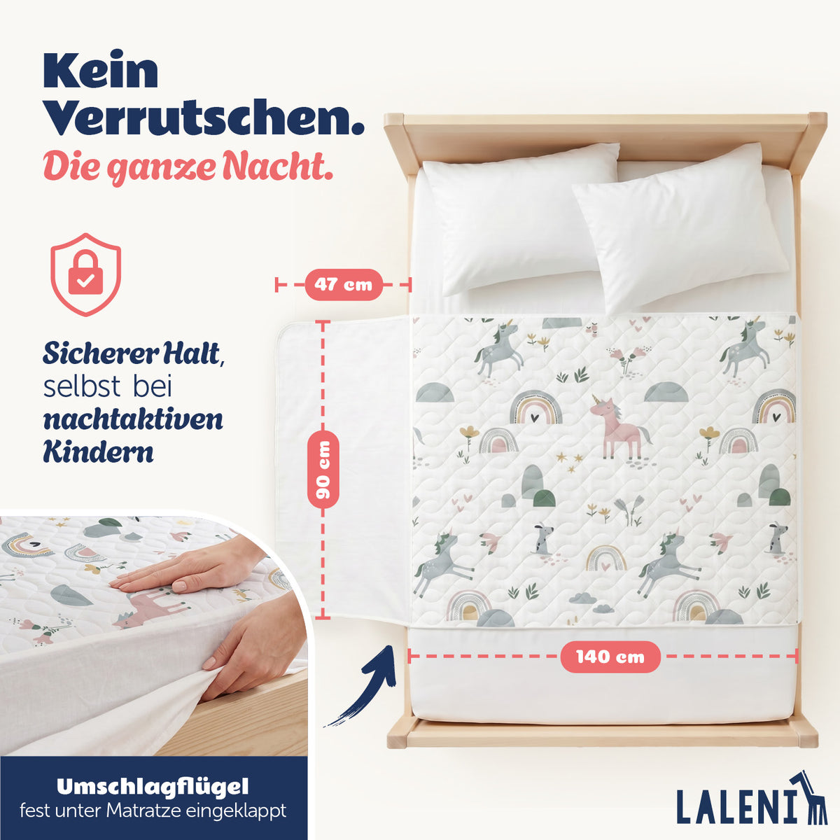 BETTUNTERLAGE für Kinder - wasserdicht, knisterfrei & waschbar bei 95 C°