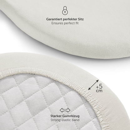 Zwei Spannbetttücher in verschiedenen Größen ideal für elfenbein Matratzenmodelle.