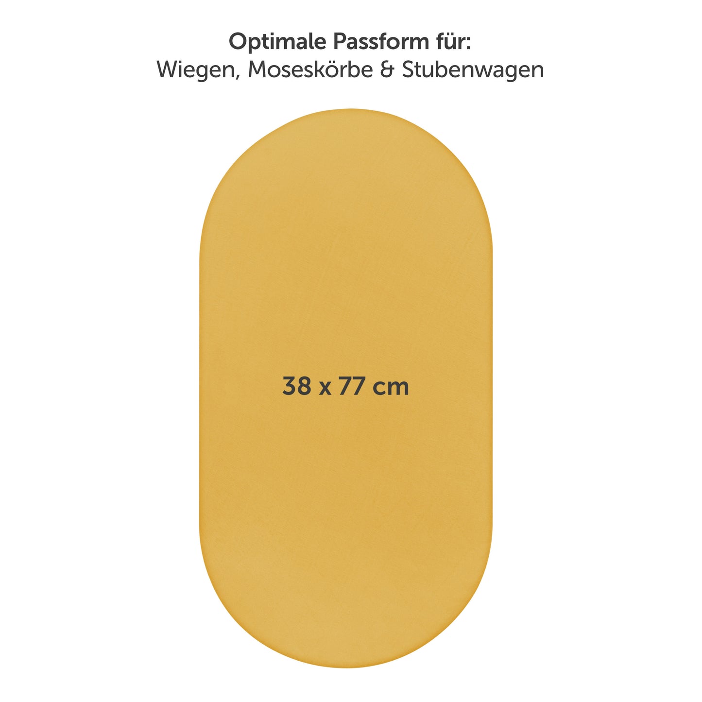 Produktverpackung für Premium Spannbetttücher in gelb Farben mit Öko-Tex Standard 100 Siegel.